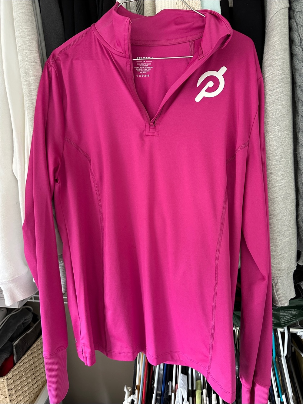 Peloton Women's Bright Magenta Quarter-Zip Long Sleeve Top